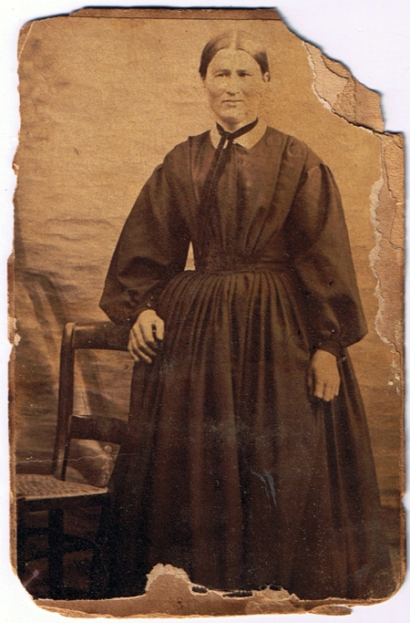 Woman in Fan-front Dress, c. 1860